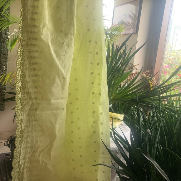 Other - LIME GREEN full length dupatta. cotton. with chicankari work